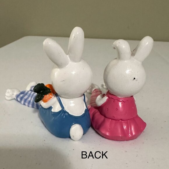 Pair of Easter bunny shelf sitters springtime spring decoration buffalo plaid - Picture 8 of 8